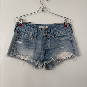 Abercrombie & Fitch Light Wash Low Rise Distressed Cutoff Shorts Y2K Vintage